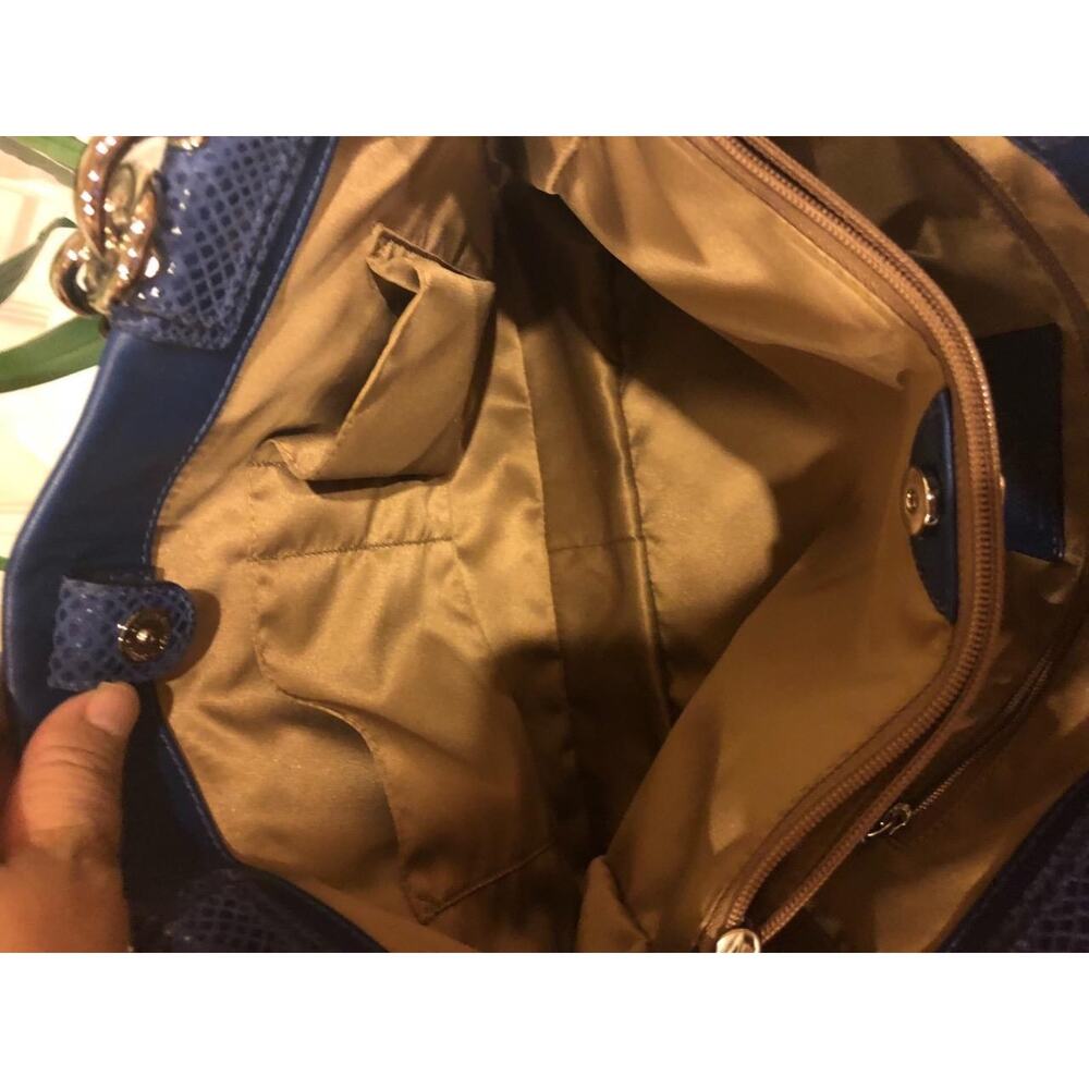 Authentic COACH Penelope Carryall Blue Leather Tote Handbag Purse 16531 (PU500 - Picture 11 of 13